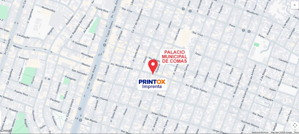 Mapa de ubicación de PRINTOX Imprenta en Comas, Lima