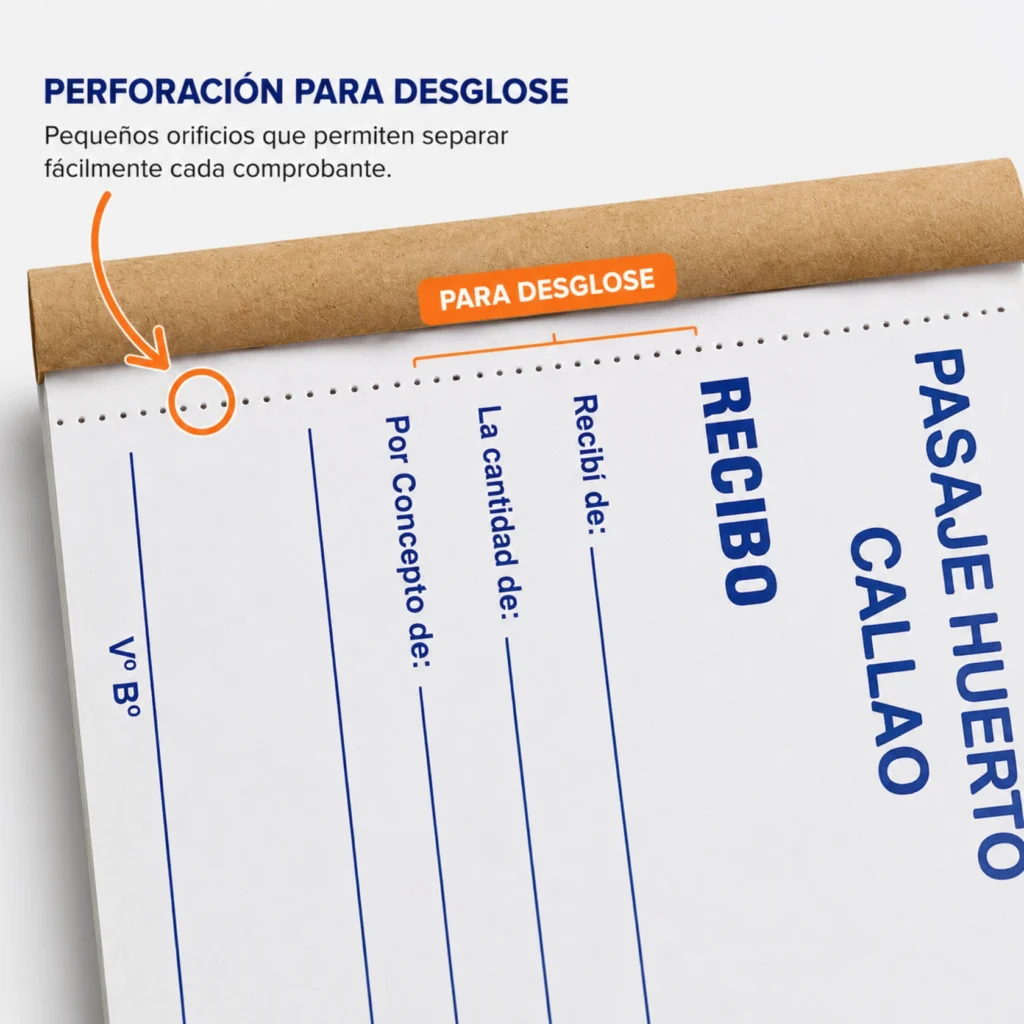 Perforación para facilitar el desprendimiento de copias en formatos impresos