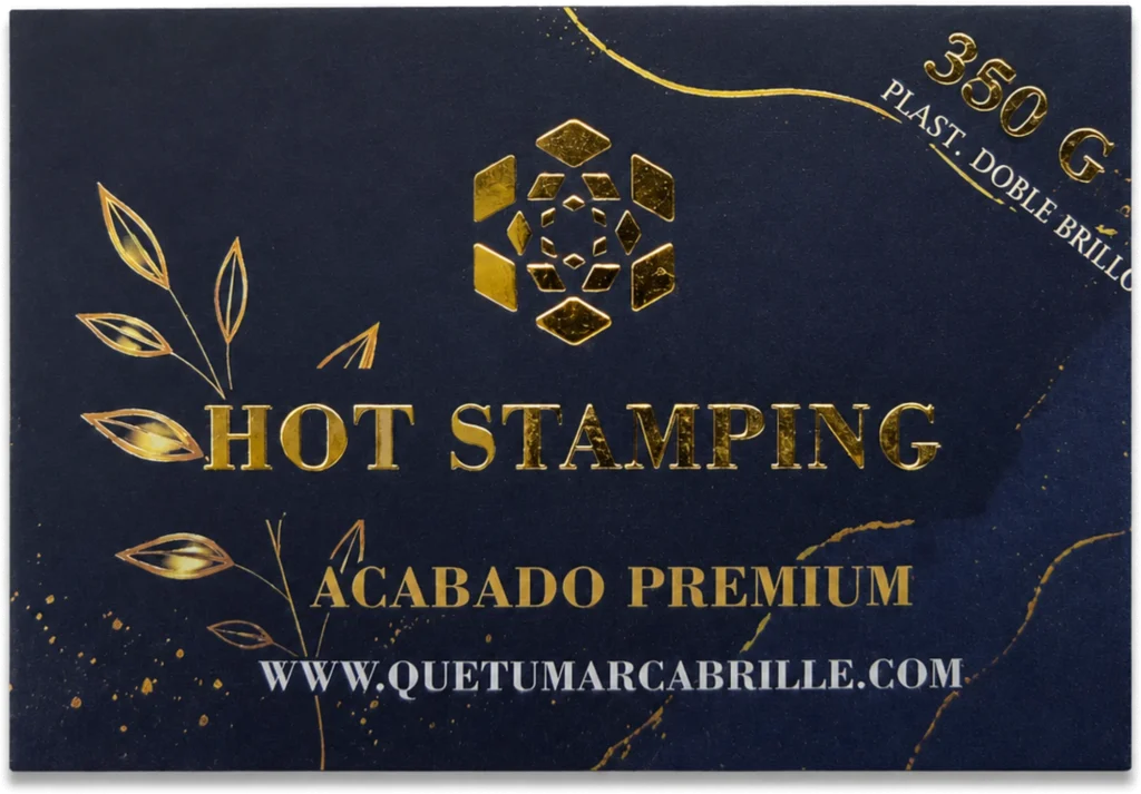 Tarjeta personal con acabado hot stamping dorado y diseño premium