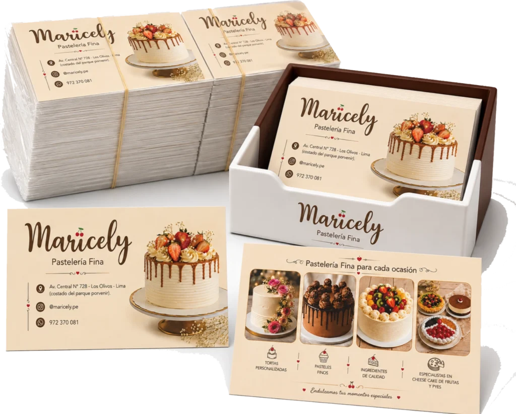 Tarjetas personales para pastelería con diseño personalizado y profesional